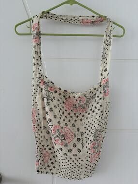 Free People Floral Shopper Tote Boho Cottagecore Farmers Market Beach Bag